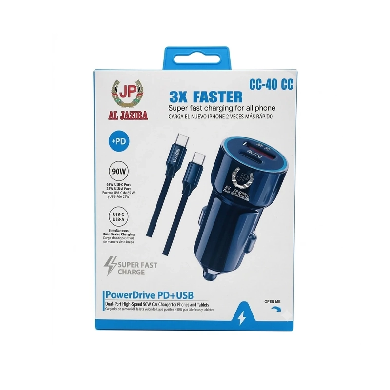 شارژر فندکی 90 وات AL JAZIRA مدل CC-40 CC با PD 65W