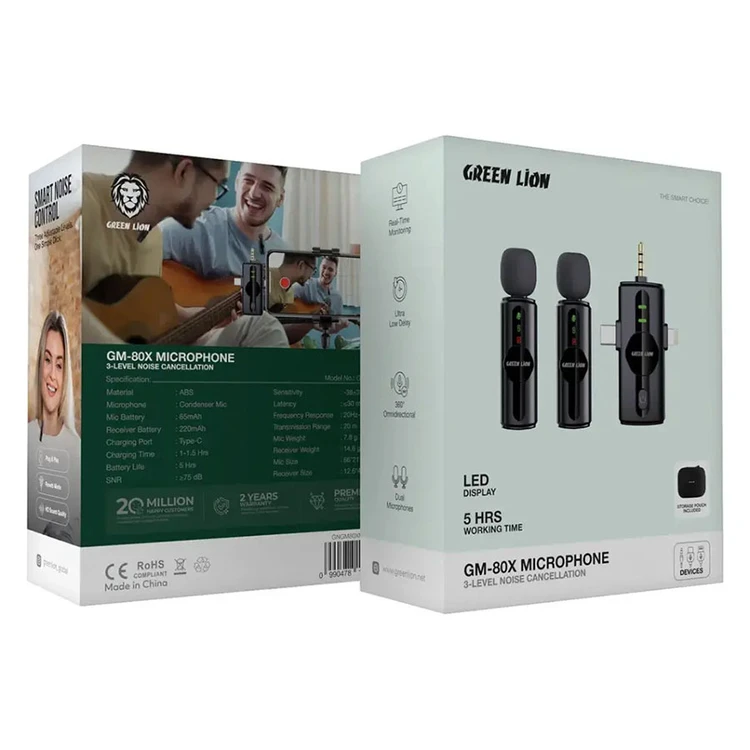 میکروفون یقه ای گرین لاین مدل GM-۸۰X دو کاربره وایرلس