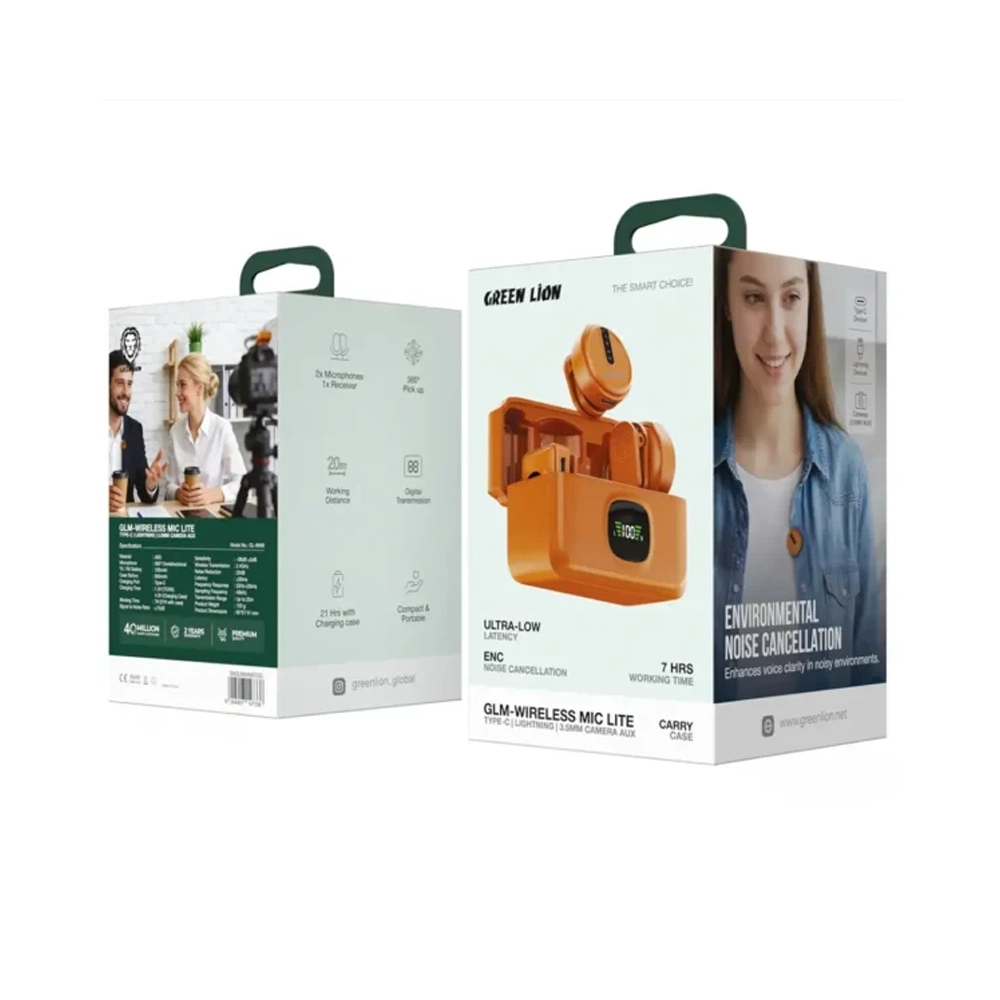 میکروفون یقه‌ای سکه‌ای ENC گرین لاین مدل GLM-Wireless Mic Lite