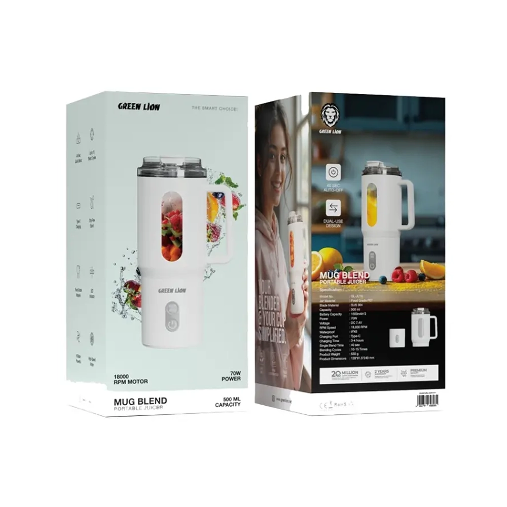 مخلوط‌کن شارژی 500ml گرین لاین مدل Mug Blend GL-JU16