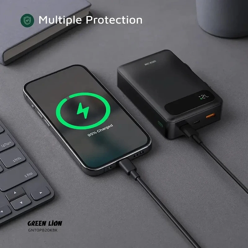 پاوربانک ۲۰۰۰۰mAh گرین لاین مدل TOLEDO GL-PX۳۷ ساعت توان ۲۲.۵ وات